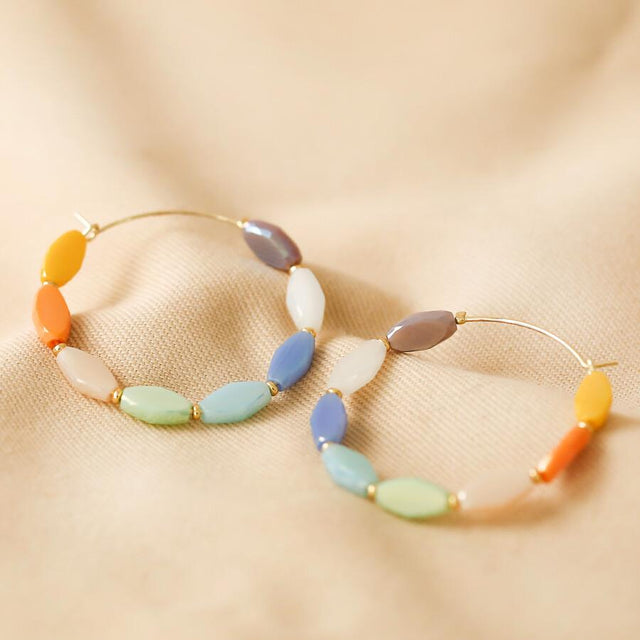 Lisa Angel Colourful Glass Beaded Hoop Earrings Close Up