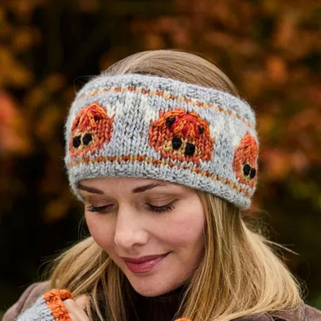Highland Cow Merino Wool Headband Close Up