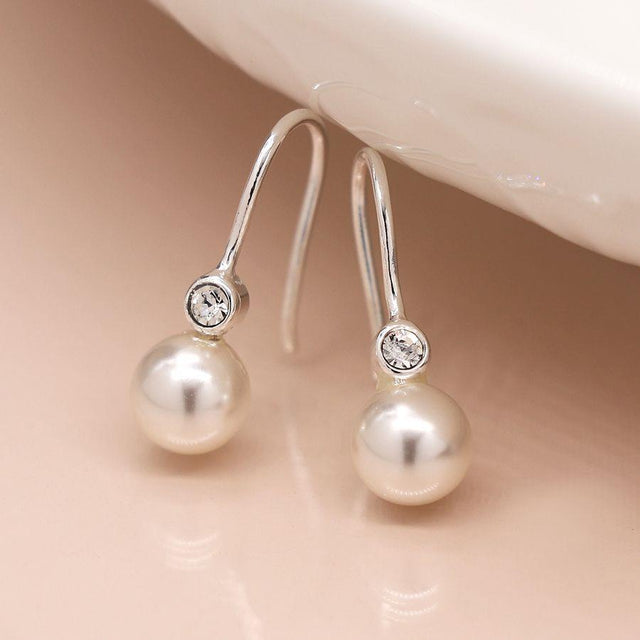 Pearl with Crystal Drop Earrings