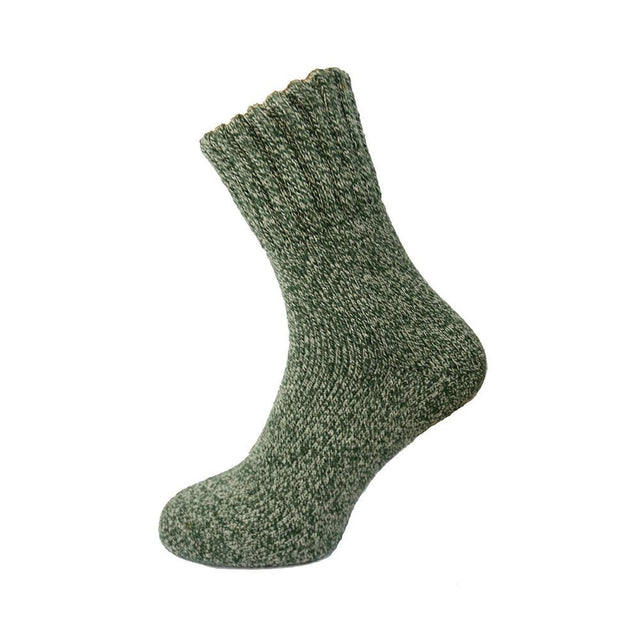 Green Ribbed Cuff Wool Blend Men's Socks