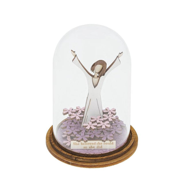 Strong Woman Glass Dome Figurine