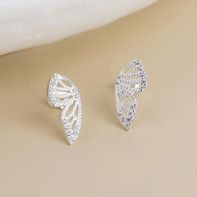 Silver Butterfly Wing Earrings