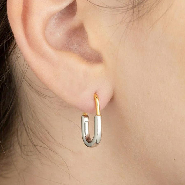 Gold Trip Two Tone Oval Hoop Earrings