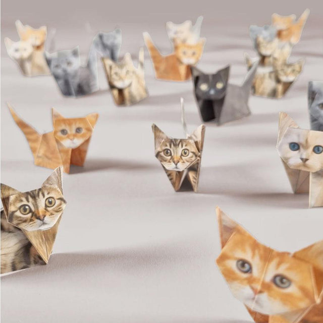 Origami Paper Cats Set Close Up