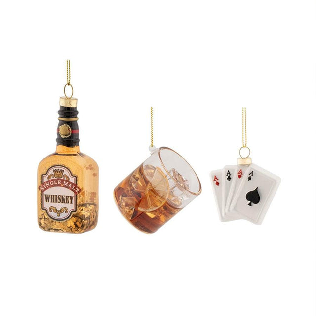 Poker Night Mini Glass Bauble Set