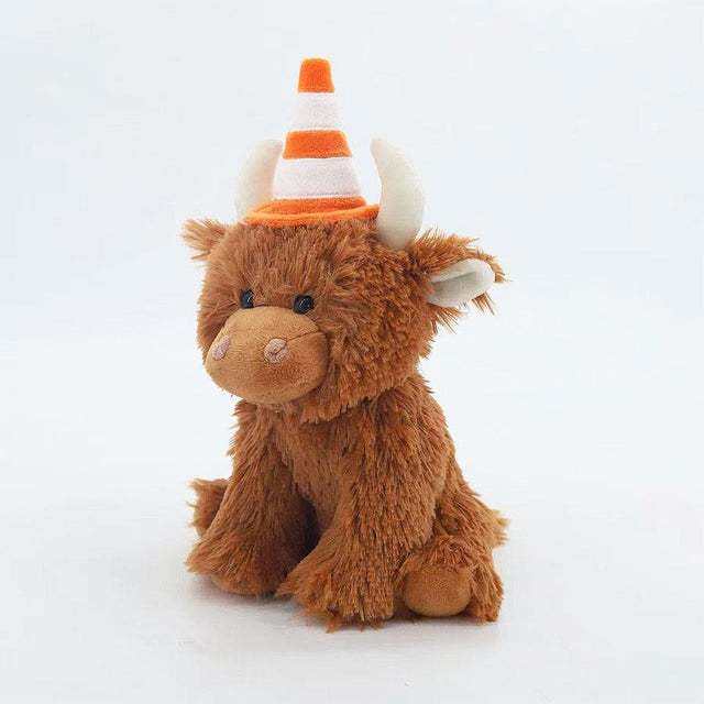 Highland Cow with Traffic Cone Soft Toy