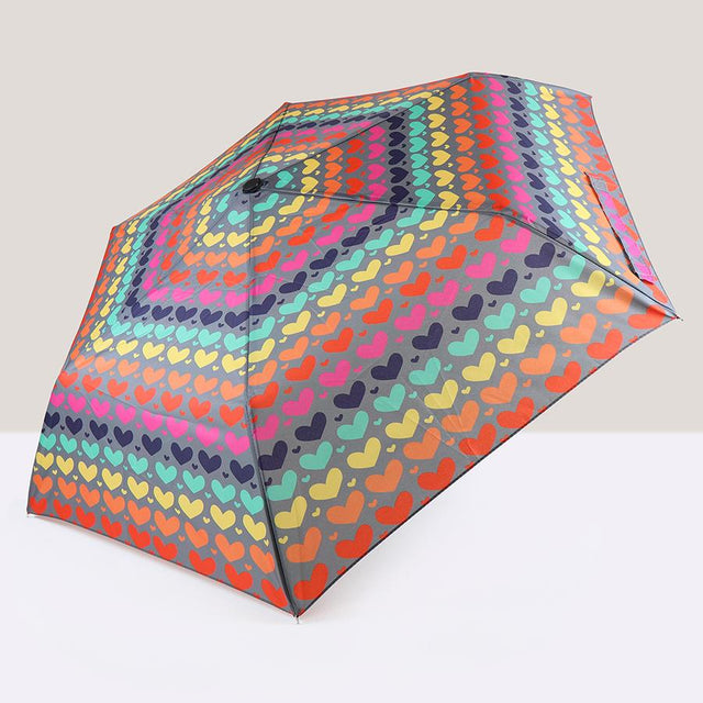 Rainbow Hearts Print Umbrella