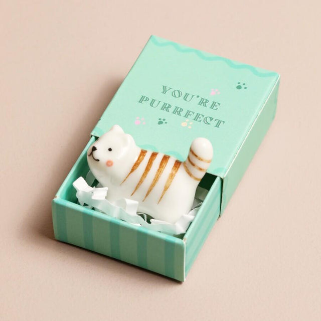 Tiny Cat Matchbox Ceramic Token