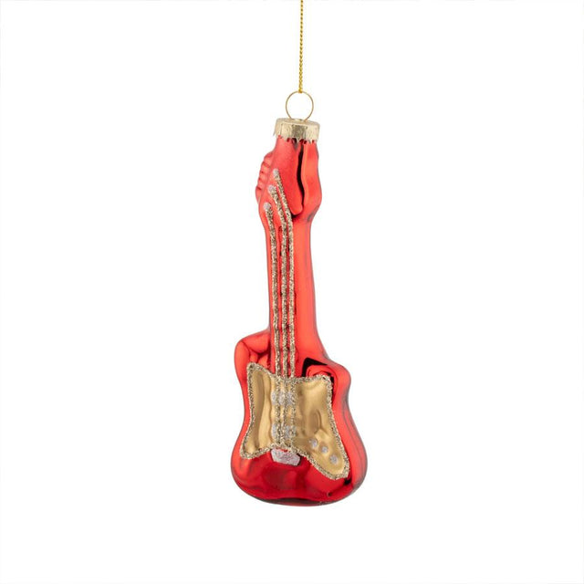 Red Guitar Glass Bauble
