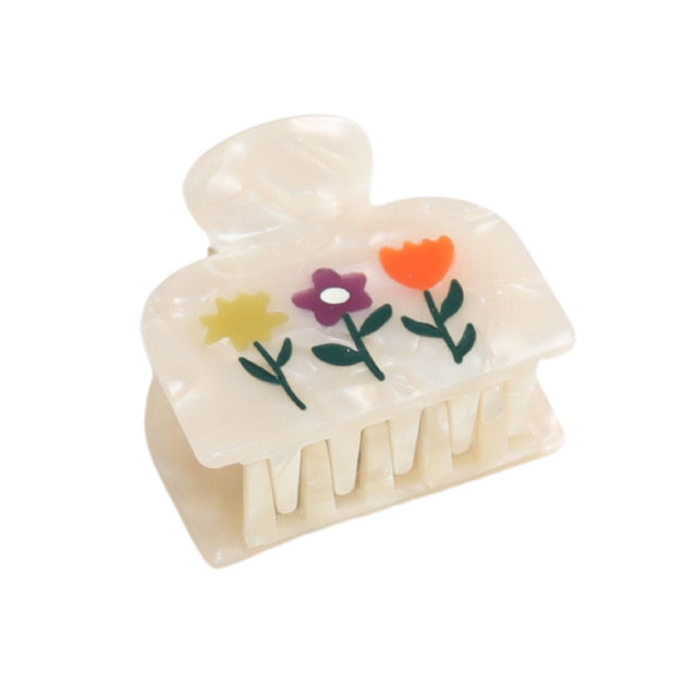 Cream Flowers Hair Claw Clip