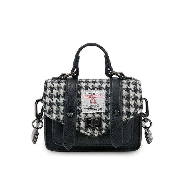 Harris Tweed Wee Satchel in Black and White Houndstooth