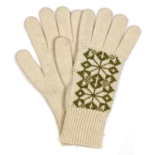 Olive & Cream Mix Scandi Star Flower Gloves
