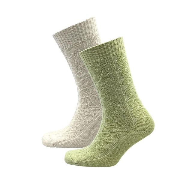 Laurel Green & Cream Cashmere Blend Socks Set
