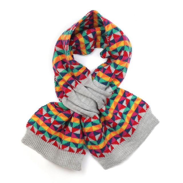 Multi Rainbow Geo Pattern Pull Through Scarf