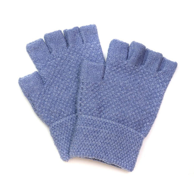 Pom Boutique Pale Blue Knitted Fingerless Gloves