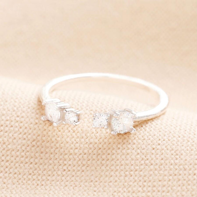 Adjustable Sterling Silver Crystal Ring