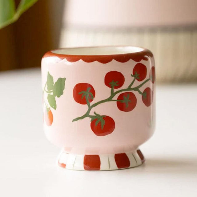 Heirloom Tomato Vine Ceramic Candle in Gift Box in Situ