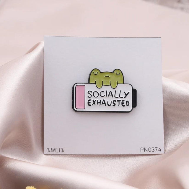 Socially Exhausted Frog Enamel Pin