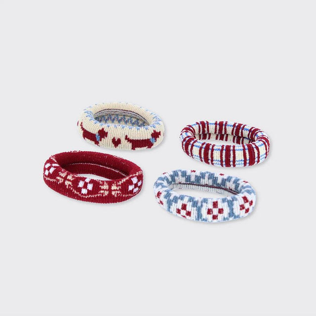 Red & Blue Patterned Cloud Hair Bands Set