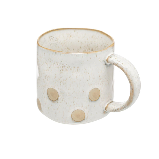 Organic Shaped Large Dot Mug with Cream Glaze