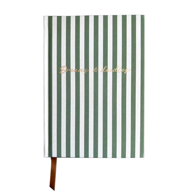 Green Stripe Dreams and Doodles Notebook