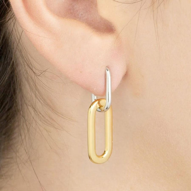 Gold Trip Two Tone Convertible Oval Link Earrings