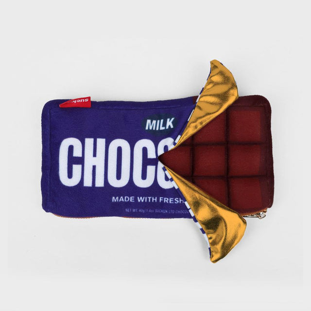 Plush Chocolate Bar Zip Pouch Front Facing