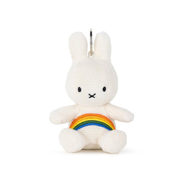 Rainbow White Miffy Corduroy Keyring front view