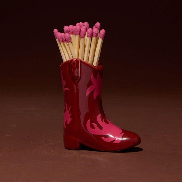 Red & Pink Nashville Ceramic Boot Match Holder