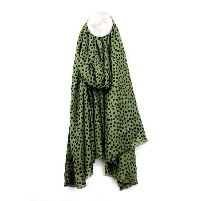 Olive and Black Polka Dot Scarf