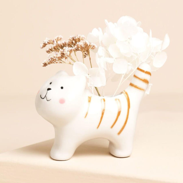 Mini Ceramic Cat Bud Vase