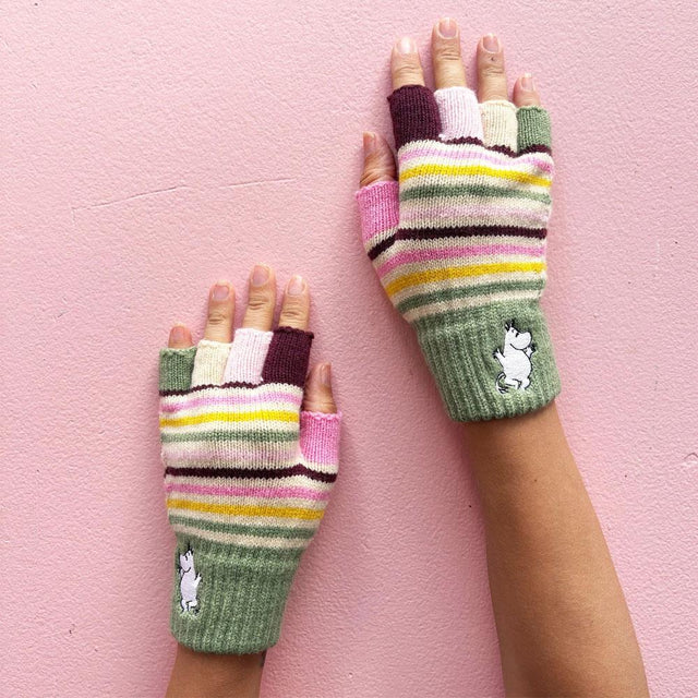Moomin Stripy Fingerless Gloves