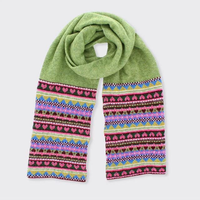 Green & Pink Heart Patterned Juniper Scarf
