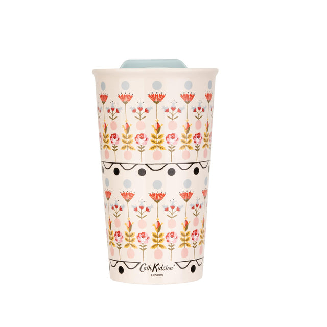 Cath Kidston Retro Floral Ceramic Travel Mug Front View