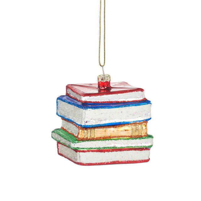 Stack of Books Glass Bauble