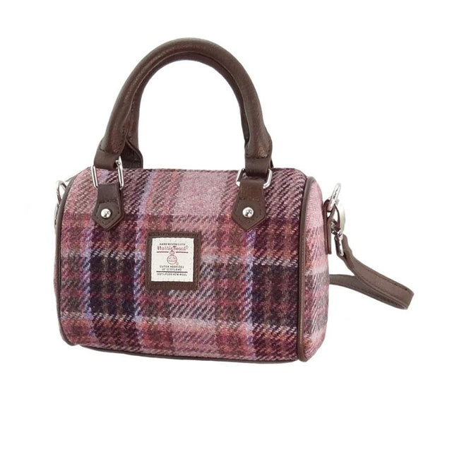 Harris Tweed Pink & Burgundy Check Kilbride Mini Bowling Bag