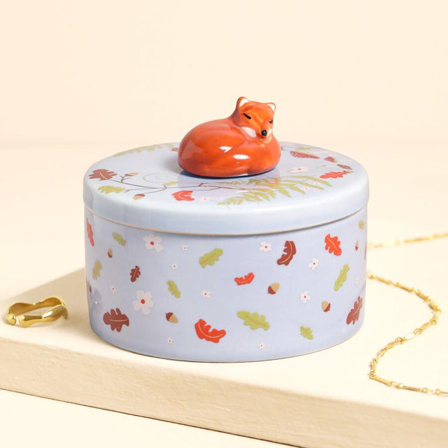 Purple Oval Fox Trinket Pot