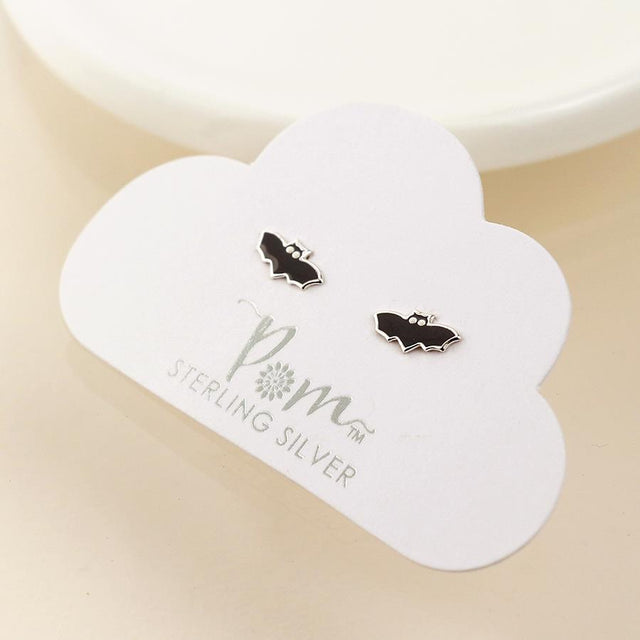 Silver Bat Stud Earrings