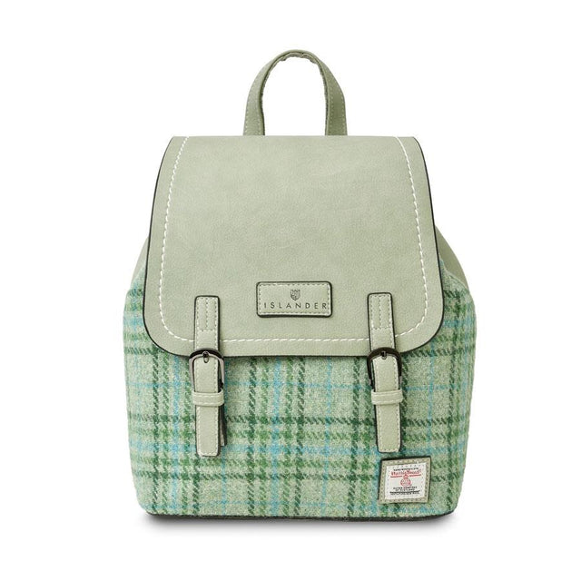 Islander Harris Tweed Jura Backpack in Mint Check Tartan