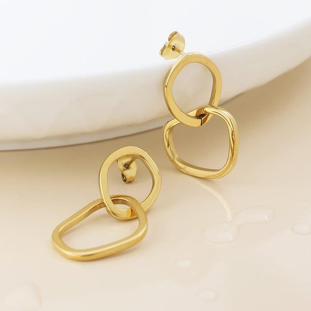 Gold Linked Hoops Earrings