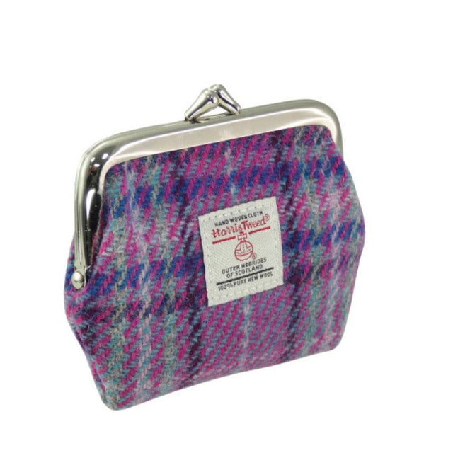 Harris Tweed Purple & Mint Check Eigg Clasp Purse