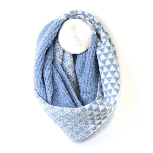 Pom  Baby Blue Retro Check Scandi Snood