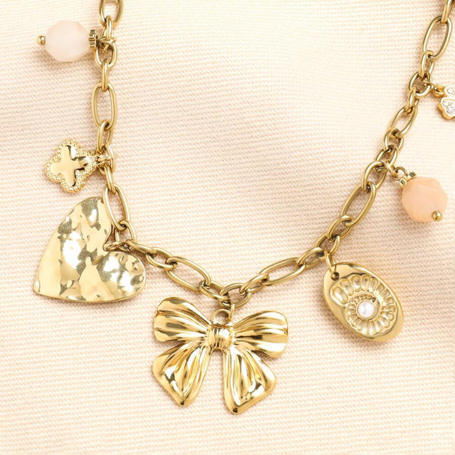 Chunky Charm Necklace in Gold