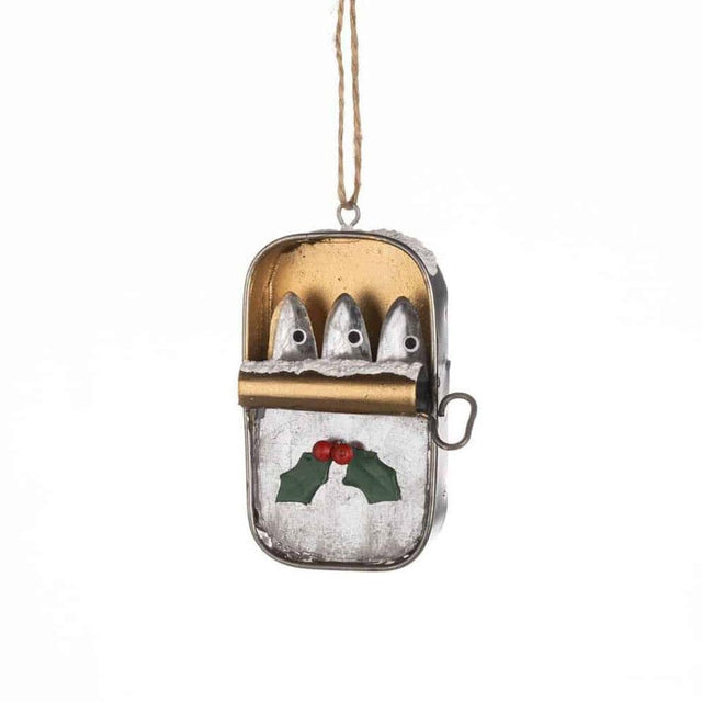 Christmas Mini Sardines Tin Metal Hanging Decoration