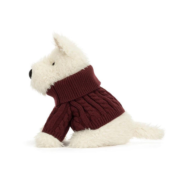 Jellycat Munro Scottie Dog Winter Jumper Side Facing