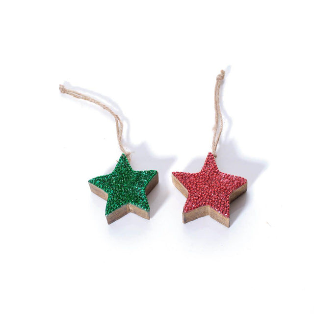 Mini Beaded Mango Wood Star Hanger