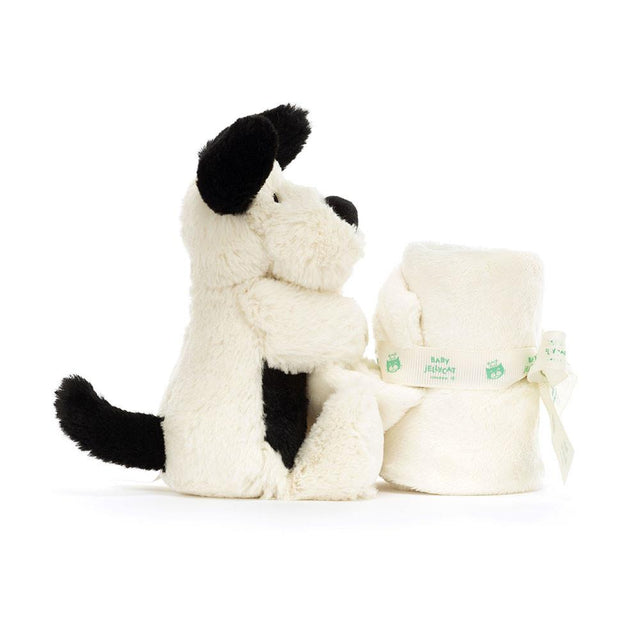 Jellycat Bashful Black & Cream Puppy Soother Side View