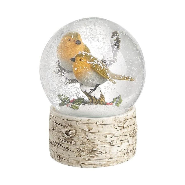 Robins on Snowy Branch Snowglobe