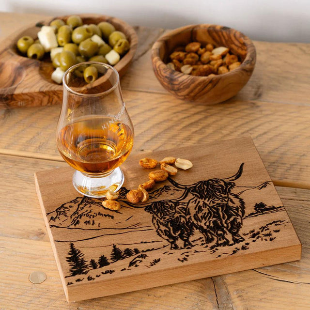 Scenic Highland Cow Beech Wood Bar Board