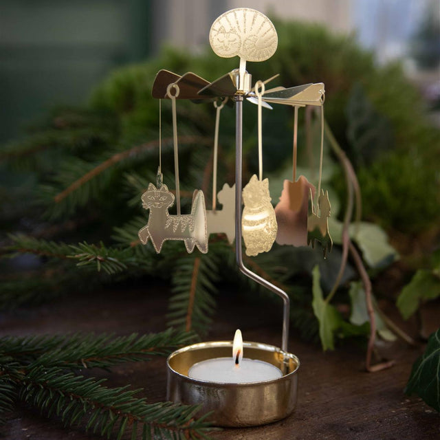 Gold Cats Tea Light Rotary
